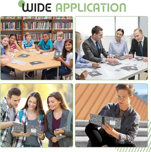 Vista 8 de Fainne Paquete de 30 cuadernos de composición de tamaño medio de 4-7/8 x 7-1/2 pulgadas de ancho, con rayas de media página, cuaderno de composición