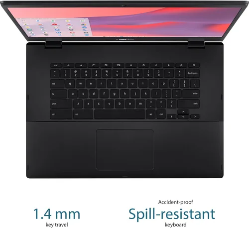 Vista 6 de asus ASUS Chromebook CX1, pantalla NanoEdge Full HD de 15.6 pulgadas, procesador Intel Celeron N3350, 64 GB de almacenamiento eMMC, 4 GB de RAM