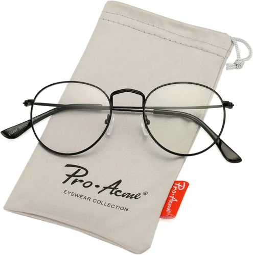 Vista 4 de Pro Acme Marco clásico redondo de metal transparente para lentes unisex (negro)
