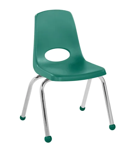 Vista 12 de FDP 11559-SD - Silla escolar apilable de 16 pulgadas, asiento apilable para estudiantes con patas de acero cromado y deslizadores de bolas
