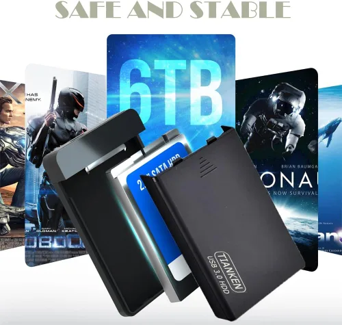 Vista 5 de Disco duro externo portátil ultra delgado de 750 GB de 2.5 pulgadas, almacenamiento USB 3.0 HDD para PC, Mac, portátil, escritorio, PS4, Xbox one