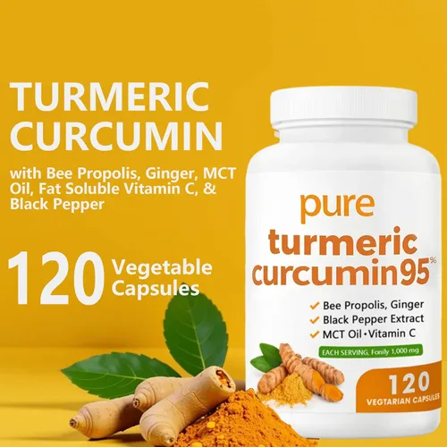 Vista 6 de Nivelle Curcumina de cúrcuma 95 1000 mg - Suplemento de complejo de cúrcuma 95% con propóleos de abeja, jengibre, aceite MCT, vitamina C soluble