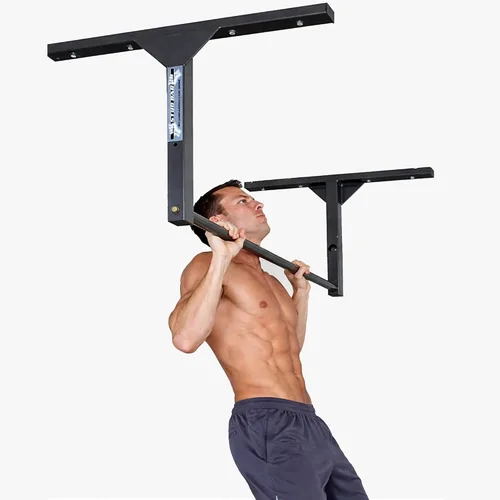 Vista 4 de Stud Bar Barra de dominadas resistente para montaje en techo o pared, calidad de gimnasio, capacidad de 600 libras, tamaño estándar para techos de 9