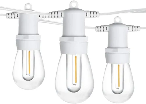 Vista 8 de SUNTHIN Luces de Cadena para Exteriores, luz de cadena de grado comercial de 48 pies con 15 bombillas Edison vintage regulables de 11 W, colgantes