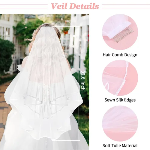 Vista 7 de Casoty Diadema de perlas para novia con velo de novia, decoraciones de despedida de soltera, despedida de soltera, suministros de despedida