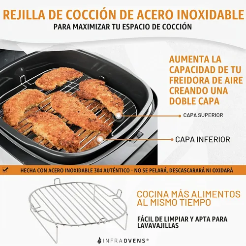 Vista 3 de Accesorios para freidora de aire compatibles con Cosori, Chefman, Philips, Dash, Emeril Lagasse, Bella, Comfee, Nuwave + más, estante para freidora