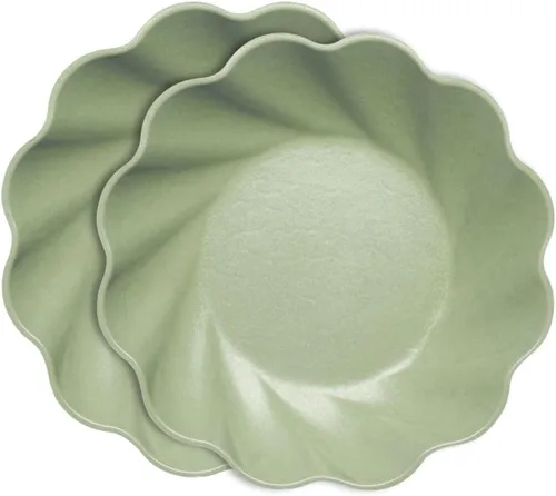 Vista 17 de Sophistiplate Platos de cena compostables ecológicos – Hecho de fibra de madera de bambú y caña de azúcar – Platos biodegradables y desechables