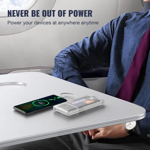 Vista 5 de Slim10000mAh - Cargador portátil portátil, batería externa USB C de 20 W con enchufe de pared de CA integrado, tres cables compatibles con iPhone