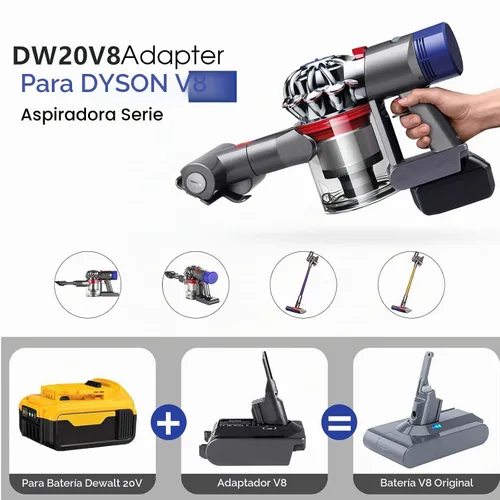 Vista 2 de Adaptador EID V8 para aspiradora Dyson V8, convertidor para batería DeWalt de 20 V a alimentación para Dyson V8 Animal Absolute Motorhead Fluffy