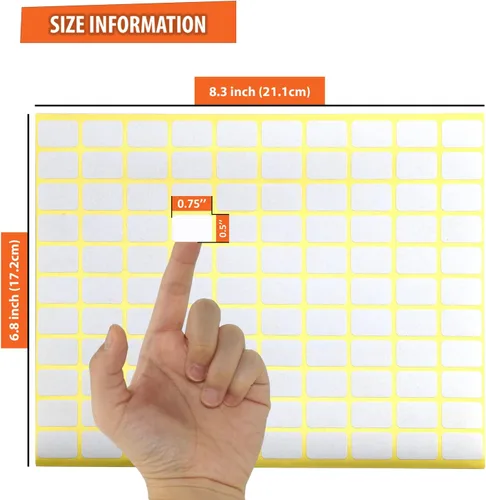 Vista 2 de Paquete de 4950, 45 hojas de etiquetas rectangulares blancas pequeñas calcomanías en blanco autoadhesivas para oficina, hogar, suministros