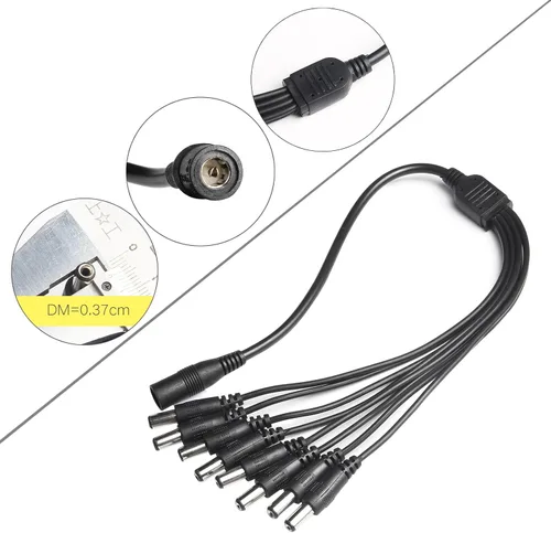 Vista 3 de Adaptador de fuente de alimentación DC 12V 5A con cable de alimentación de 8 divisores para cámara de seguridad CCTV DVR Sistema de vigilancia LED