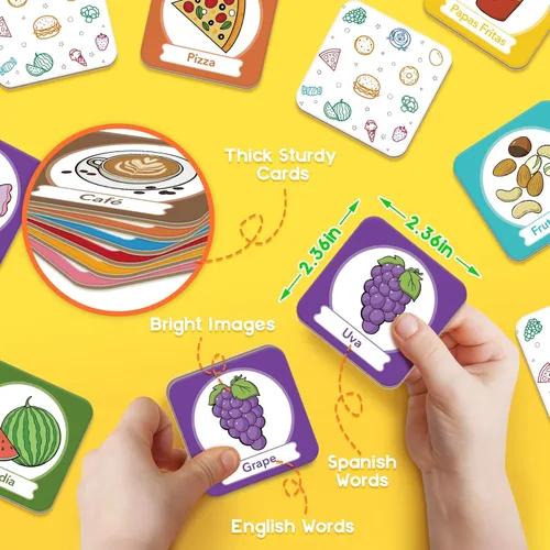 Vista 5 de Juego de tarjetas de memoria, juego de partidos para niños pequeños, aprender español para niños, tarjetas flash bilingües, juguetes de aprendizaje