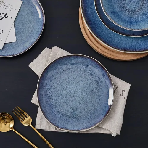 Vista 6 de Stone lain Romy - Juego de vajilla de cerámica, servicio de 32 piezas para 8, color azul