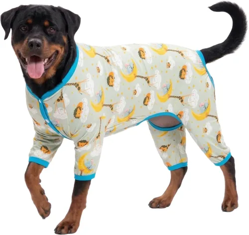 LovinPet Onsie - Pijama para perros grandes después de la cirugía, camiseta interior para perros, tela elástica ligera, estampado de selva, Marrón