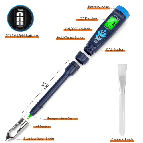 Vista 2 de Probador digital de pH para suelo, kit de prueba de pH del suelo para plantas en macetas de interior, medidor de pH profesional para suelo y agua