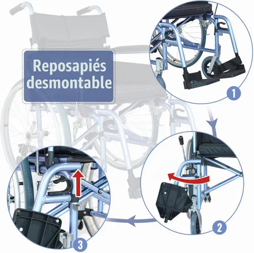 Vista 4 de Medwarm Silla de ruedas manual multifuncional de aluminio, sillas de ruedas