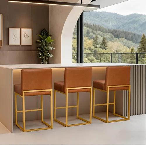 Vista 17 de Taburetes de bar de altura de mostrador, juego de taburetes de bar de piel sintética de 3,26 pulgadas, taburetes de cocina modernos con respaldos