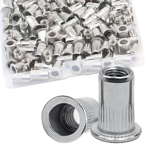 Vista 15 de Kits de tuercas remachables de acero inoxidable SAE y métrico JROUTH, surtido de 380 tuercas remachables y Nutsert, tamaños 8-32 10-24 1/4"-20