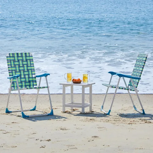 Vista 3 de Yaheetech Juego de 2 sillas de camping de playa al aire libre, silla plegable con reposabrazos para adultos, sillas portátiles y robustas con marco