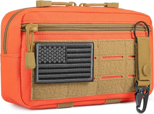 Vista 9 de FRTKK - Funda táctica Molle Admin Pouch Utility de corte láser EDC, bolsa de herramientas, fundas modulares horizontales, incluye parche