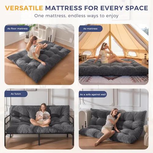 Vista 5 de MAXYOYO Colchón japonés de suelo tamaño completo, colchón futón plegable de 6" con mechones que se enrolla como cama de suelo, almohadilla