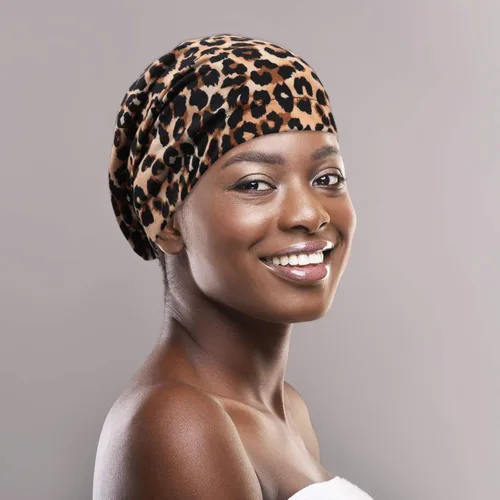 Vista 4 de Geyoga 4 piezas de gorro de satén de seda para mujeres durmiendo, gorro de dormir de doble capa, gorro de dormir holgado