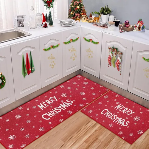 CAROMIO Alfombras y Tapetes de Cocina Lavables Antideslizantes Tapetes de Cocina Alfombras Decorativas de Navidad Tapetes de Piso Navideños Camino