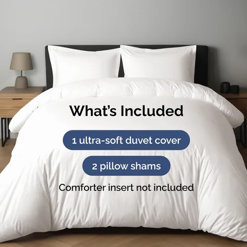 Vista 2 de Juego de funda de edredón tamaño Queen - Juego de funda de edredón extra suave tamaño Queen 90 x 90 con 2 fundas de almohada - Ropa de cama de hotel