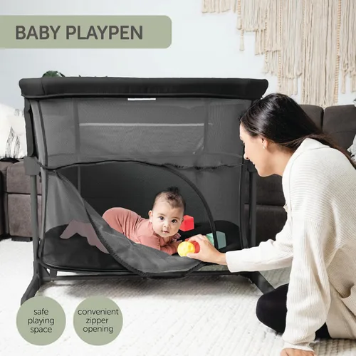 Vista 5 de KoolerThings 3 en 1 cuna/moisés para bebé, cama junto a la cama y parque infantil, fácil de plegar y portátil (Negro) - KoolaBaby (cuna de malla)