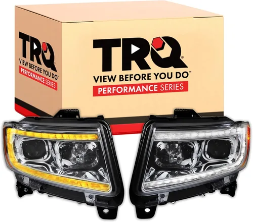 Vista 31 de TRQ Juego de Conjunto de Ensamble de Faros de 2 Piezas de Desempeño Halógeno con Marco Cromado Conductor y Lado del Pasajero Compatible con Mercedes