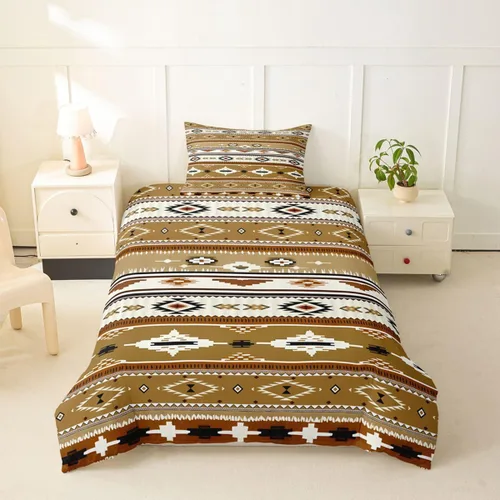 Vista 61 de Juego de ropa de cama bohemio occidental, tamaño Queen, funda de edredón azteca, funda de edredón étnica tribal con flecha, decoración de campo