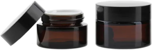Vista 6 de Paquete de 6 frascos redondos de vidrio ámbar de 0.2 fl oz de 1/6 oz pequeños y gruesos de pared redonda, frascos para botella cosmética