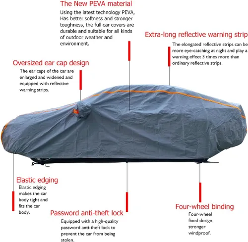 Vista 6 de KEYOOG - Fundas impermeables universales para autos de peso pesado, ajustables para camionetas, para todo tipo de clima, cubierta completa