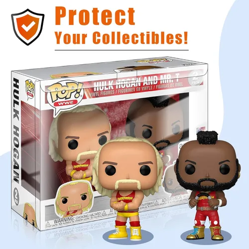 Vista 5 de Funda protectora de plástico transparente para figuras Funko-Pop, funda protectora compatible con Funko Pop, paquete de 2 cajas de figuras, paquete