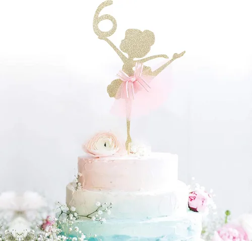 Vista 5 de Decoración para pastel de cumpleaños de ballet, bailarina, princesa bailarina, decoración de fiesta (6-9 años)