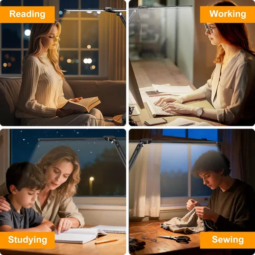 Vista 7 de Lámpara de escritorio LED para oficina y hogar, 31.5 pulgadas, luz de escritorio de arquitecto con abrazadera para monitor de computadora