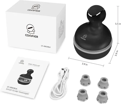 Vista 7 de Comfier - Masajeador eléctrico para cuero cabelludo, impermeable, con múltiples modos de vibración, masajeador de cabeza portátil y manual