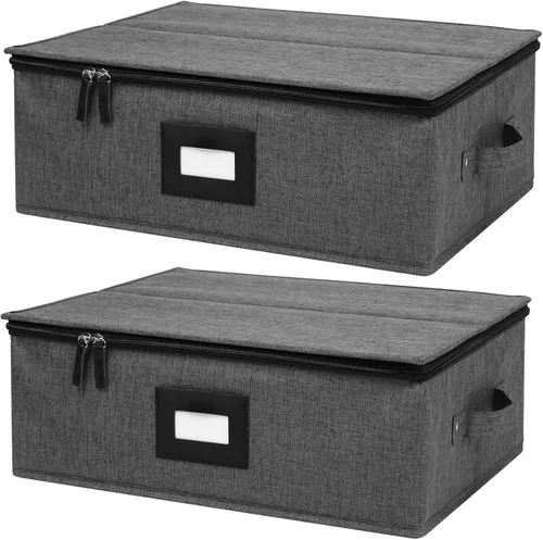 Vista 10 de Mayniu Paquete de 2 Cajas de Almacenamiento para Copas de Vino, Contenedores Estuches de Almacenamiento para Copas con Pie, Almacenamiento
