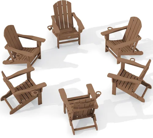 Vista 56 de KINGYES Silla Adirondack plegable ajustable con otomana, silla reclinable Adirondack HDPE con reposapiés, Apple