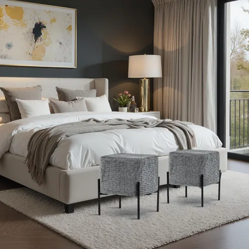 Vista 7 de Get Set Style Taburete otomano, moderno taburete tapizado, reposapiés, sofá, reposapiés, asiento otomano para sala de estar, dormitorio, entrada