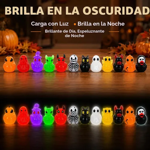 Vista 5 de Mini patos de resina de Halloween que brillan en la oscuridad, novedad