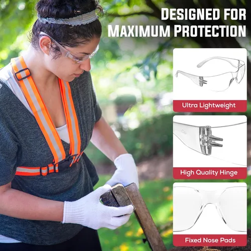Vista 5 de SAFE HANDLER Hyline - Lentes de seguridad ANSI Z87.1, resistentes a los impactos, lentes de policarbonato irrompibles, antiarañazos