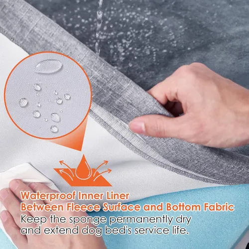 Vista 3 de EHEYCIGA Camas de espuma viscoelástica para perros grandes, cama ortopédica impermeable lavable para perros jumbo, cama XXL para mascotas con funda