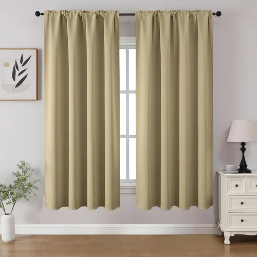 Vista 91 de CUCRAF - Cortinas opacas beige de 45 pulgadas, juego de 2 paneles con bolsillo para barra, cortinas para oscurecer dormitorios y sala de estar