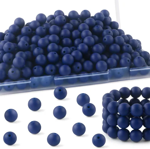 Vista 96 de 160Pcs 12mm de abalorios de silicona para hacer llaveros, pulseras, collares, abalorios redondos de silicona a granel para bolígrafos (negro)