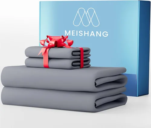 Vista 8 de MEISHANG Sábanas de algodón de 1000 hilos, tamaño Queen, 100% algodón egipcio, tejido satinado, suave y transpirable, certificado Oeko-Tex