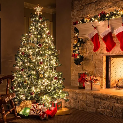 Vista 8 de Dirnun Luces de Navidad de color blanco transparente, 100 unidades, luz incandescente, certificación UL, luces conectables para árbol de Navidad