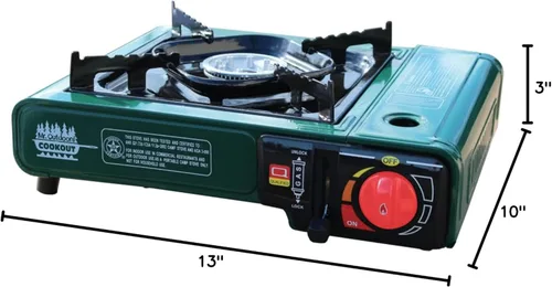 Vista 9 de King Kooker Mr. Outdoors Cookout Modelo # MOC13S Estufa de butano individual con bolsa de transporte, verde, grande