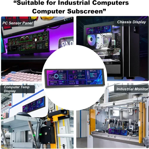 Vista 4 de AISHICHEN Pantalla de temperatura de PC de 8.8 pulgadas, pantalla de panel de sensor de PC, monitor de temperatura de computadora, mini pantalla IPS