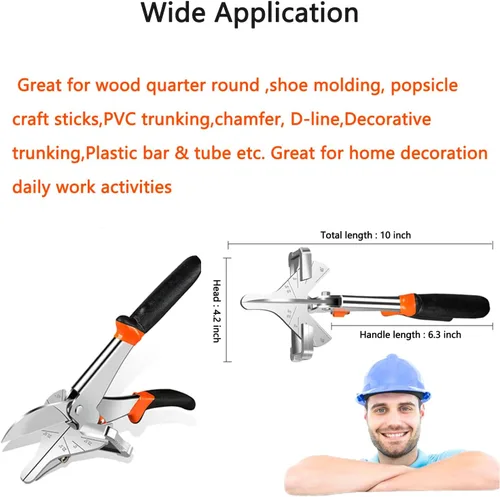 Vista 2 de Tijeras de inglete para moldura de madera, herramienta de corte redondo de mango largo con 22.5 grados, herramienta de corte de moldeo de zapatos